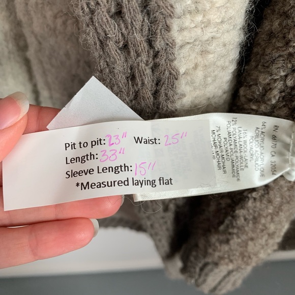 Anthropologie Sleeping on Snow Women’s Cocoon Cardigan Brown and Cream One Size - Picture 10 of 14